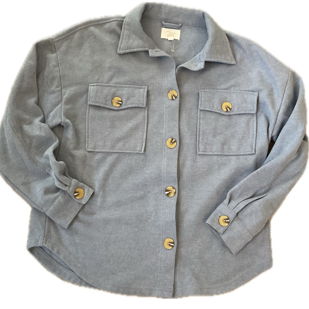 ****Hippie Rose Light Blue Roomy Utility Jacket